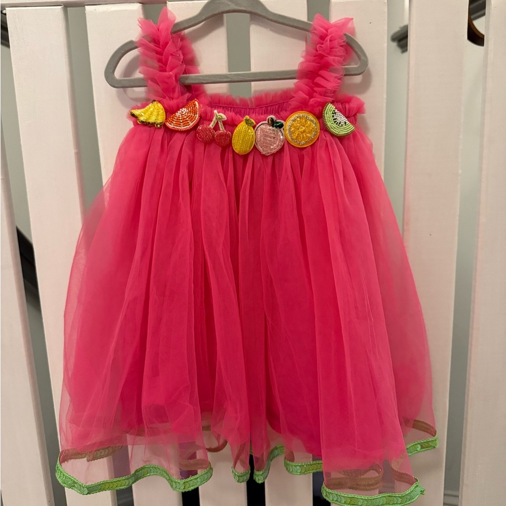 Pink Tulle Dress with Fruit Accents